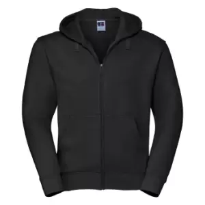 Image of Russell Mens Authentic Full Zip Hooded Sweatshirt / Hoodie (2XL) (Black)