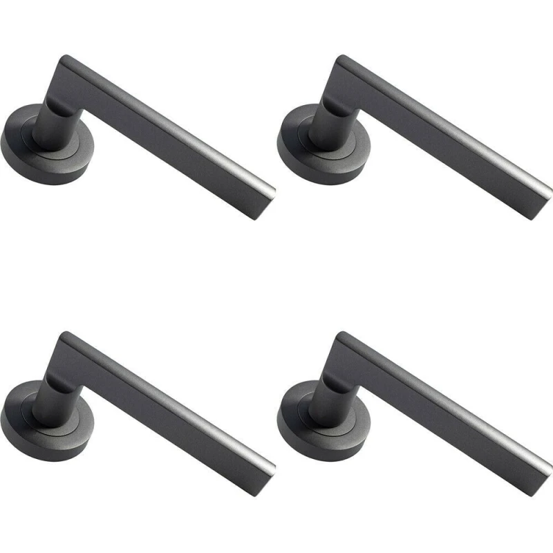 Image of Loops 4x PAIR Straight Plinth Mounted Handle on Round Rose Concealed Fix Matt Bronze Multi