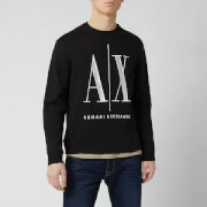 Image of Armani Exchange AX Large Embroidered Logo Sweatshirt Black Size 2XL Men