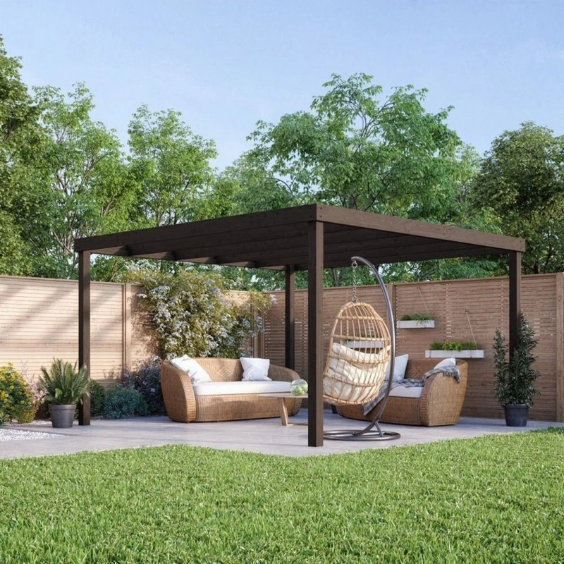 Image of Rutland County Garden Furniture Ltd Box Pergola - Wood - L360 x W360 x H270cm - Light Green in Brown Brown Unisex
