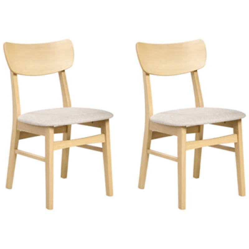 Image of Beliani Set Of 2 Dining Chairs Anoka Wood Light Brown/ Beige