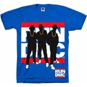 image of Run DMC Silhouette Blue Mens T Shirt: Large