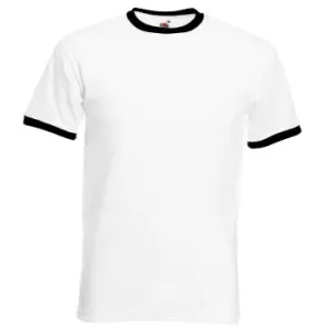 image of Fruit Of The Loom Mens Ringer Short Sleeve T-Shirt (3XL) (White/Black)