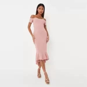 Missguided Ss Fishtail Midi Dress - Pink