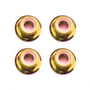 image of Fastrax M3 Gold Flanged Locknuts 4Pcs