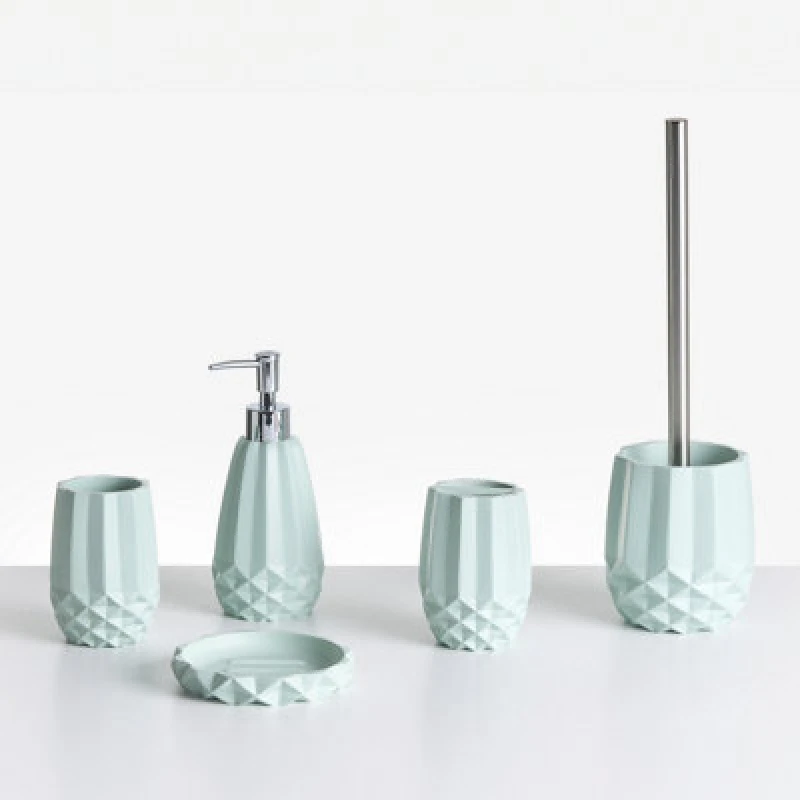 Image of Beliani 5 Piece Bathroom Accessories Set Samiria Mint Green