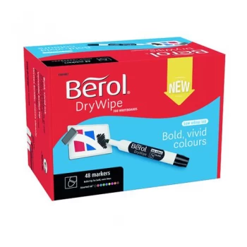 image of Berol Drywipe Marker Bullet Tip Assorted Pack of 48 1984867