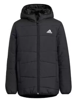 image of adidas Kids Unisex Synthetic Midweight Jacket - Black, Size 9-10 Years, Women