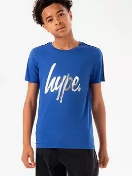 image of Boys, Hype BOYS TAPE SCRIPT T-SHIRT - Cobalt Size 7-8 Years