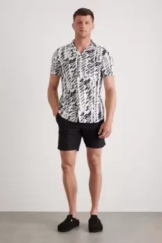 Image of Mens Black Plain Crinkle Swim Short