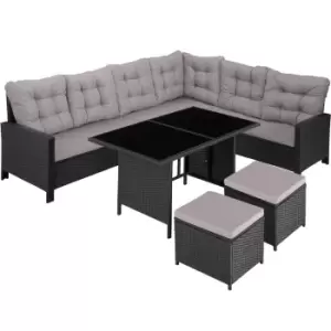 Tectake Garden Rattan Furniture Set Barletta - Black/Grey