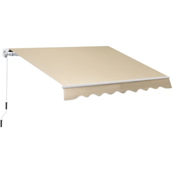 image of 2.5m x 2m Garden Patio Manual Awning Canopy Sun Shade Shelter Retractable with Winding Handle Beige - Outsunny