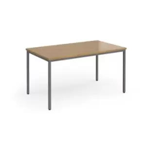 Image of Flexi 25 rectangular table with graphite frame 1400mm x 800mm - oak