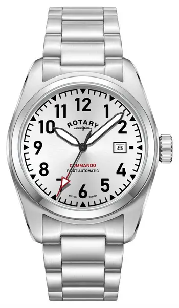 image of Rotary GB05470/22 Commando Silver Dial Stainless Steel Watch