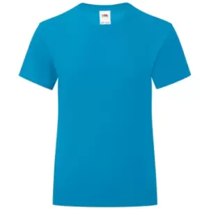 Image of Fruit Of The Loom Girls Iconic T-Shirt (9-11 Years) (Azure)