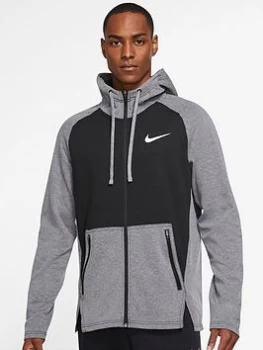 Image of Nike Train Therma Contrast Zip Hoodie - Black/White, Size 2XL, Men