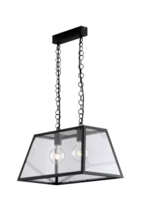 Image of Lexington Bar Lantern Ceiling Pendant, Black, Transparent, E27