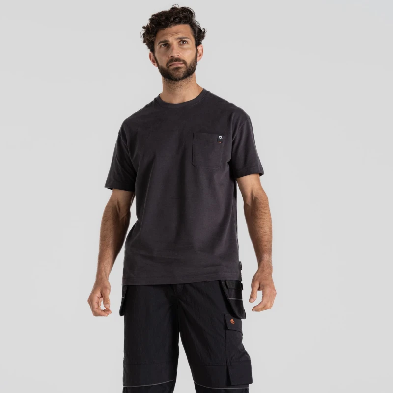 Image of Craghoppers Craghoppers Men 'Wakefield' Pocket Workwear Short Sleeved T-Shirt in Grey Size: 2X-large Grey XXL Male 5063019678412