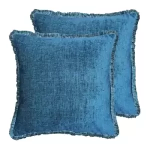 image of Paoletti Astbury Twin Pack Polyester Filled Cushions Teal