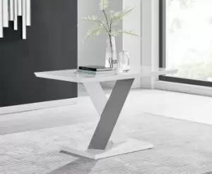 Image of Monza 120cm 4-Seaert White High Gloss Dining Table with Grey Accent