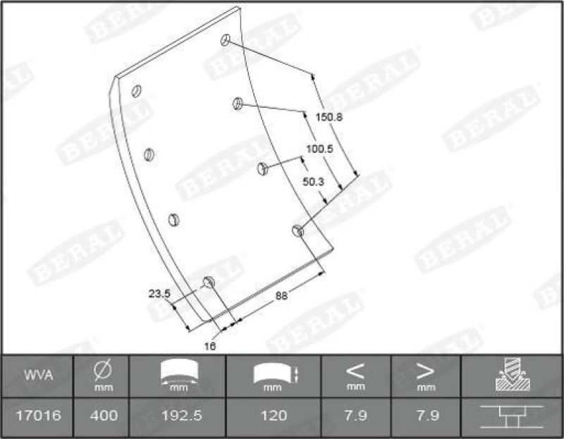 Image of Brake Lining Kit, drum brake BERAL KBL17016.0-1517