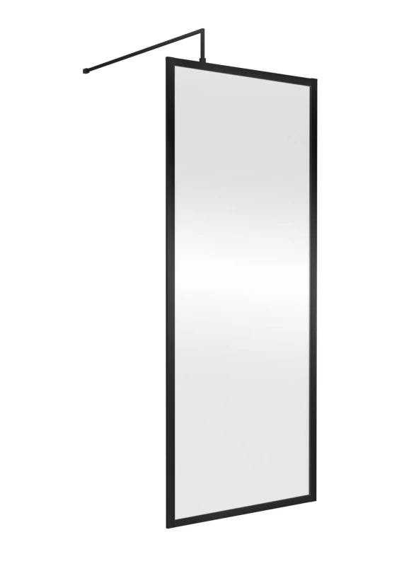 Image of Balterley 8mm Wetroom Screen & Support Bar: 800mm, Black Unisex