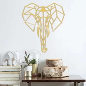 Image of Elephant Metal Decor - Gold Gold Decorative Metal Wall Accessory