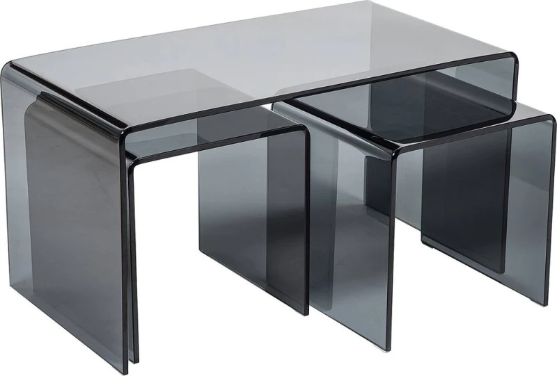 Image of That's Furniture Modena Set Of Black Glass Coffee Tables For Living Room