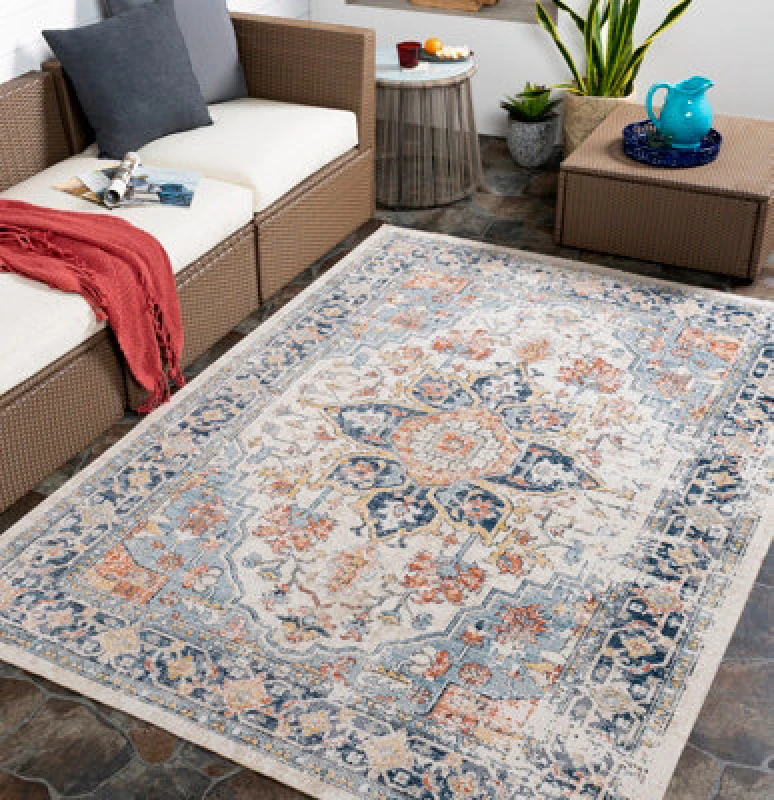 Image of Livabliss In- & Outdoor Oriental Boho Dark Blue Selma Area Rug 160 X 213cm - Easy To Clean, Perfect For Balcony Or Dining Room