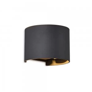 Image of Round Wall Lamp, 12W LED, 3000K, 1100lm, IP54, Anthracite