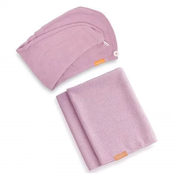 image of Aquis Lisse Luxe Hair Turban and Hair Towel - Desert Rose Bundle