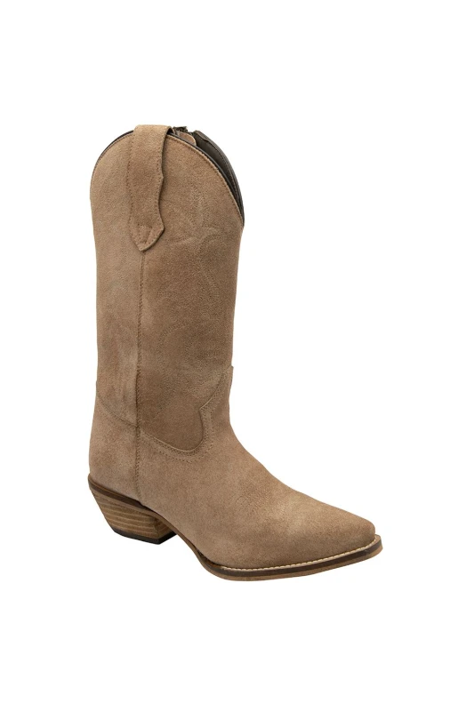 Image of Ravel Womens 'Taylor' Leather Cowboy Boots in Stone Size: 6 Stone Female 6