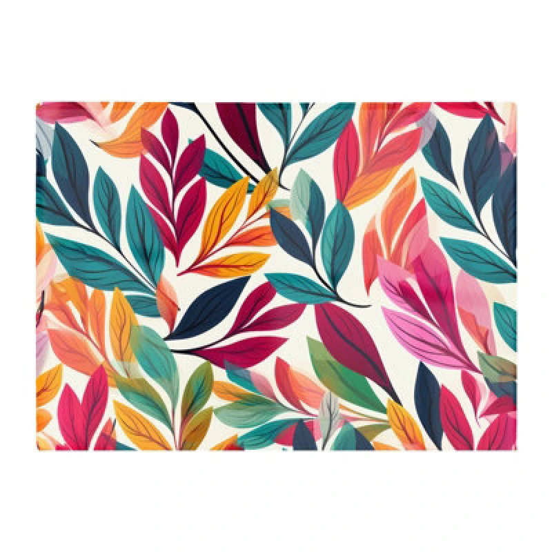 Image of Warren Reed Designer Bright Leaves Pattern Glass Chopping Board