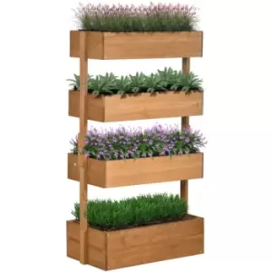 Image of Outsunny Raised Garden Bed Wooden Plant Stand Orange - Orange