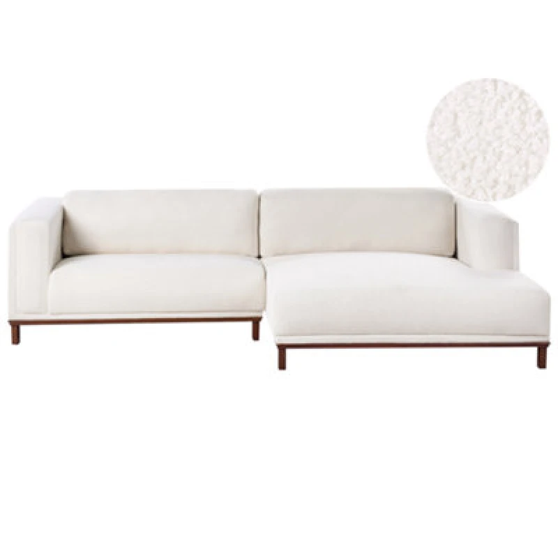 Image of Beliani Corner Sofa 4 Seater Veng Boucle Off-White Left Hand