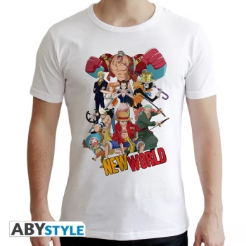 Image of One Piece - New World Group Mens Small T-Shirt - White