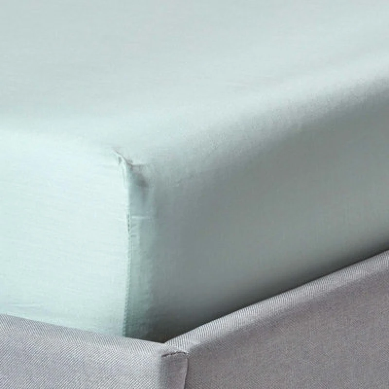 Image of Homescapes Duck Egg Blue Organic Cotton Fitted Sheet 400 Thread Count, Double