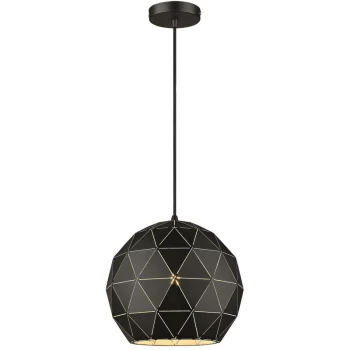 image of Spring Lighting - 1 Light Small Dome Ceiling Pendant White, Matt Black, E27