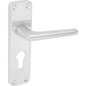 Image of Eclipse Aluminium Door Handles Euro Lock Satin 154 x 41mm (Pair) in Silver