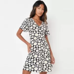 Missguided Daisy Print Mini Dress - Black