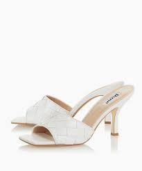 image of Dune White Leather 'Montreal' High Stiletto Heel Mules - 4