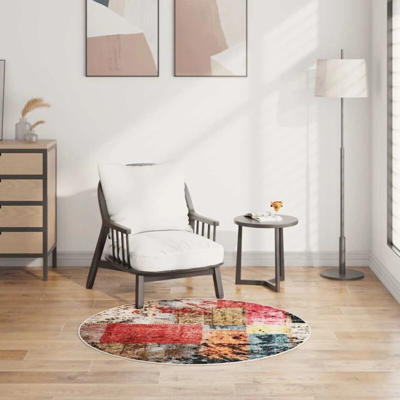 Image of VIDAXL Rug Washable Patchwork φ120cm Multicolour Anti Slip Vidaxl 8720286654033
