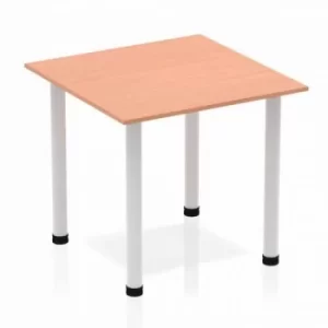 Image of Impulse Square Table 800 Beech Post Leg Silver