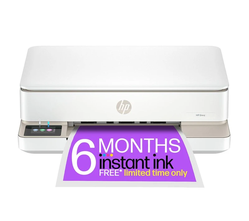 Image of HP Envy 6120e All-in-One Inkjet Wireless Printer with Fax, Silver/Grey 197029817525