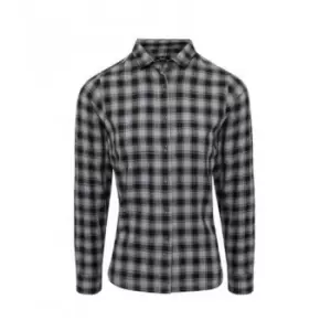 Image of Premier Womens/Ladies Mulligan Check Long Sleeve Shirt (M) (Steel/Black)