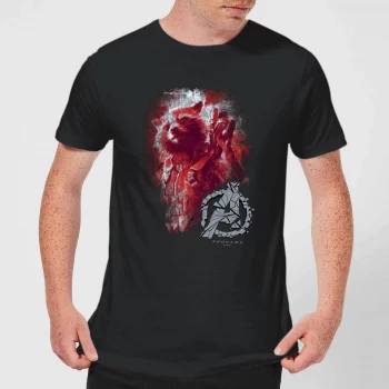 Image of Avengers Endgame Rocket Brushed Mens T-Shirt - Black - 3XL - Black