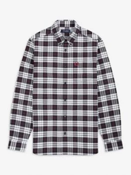 Image of Fred Perry Tartan Oxford Shirt, White Size M Men