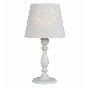 image of The Lighting and Interiors Group Woburn Wooden Table Lamp - French Grey