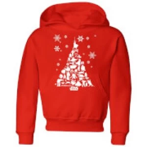 Image of Star Wars Character Christmas Tree Kids Christmas Hoodie - Red - 11-12 Years