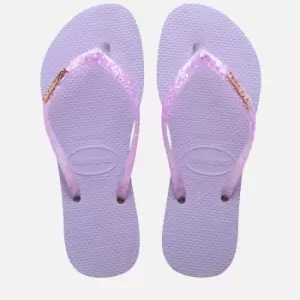 Image of Havaianas Womens Slim Glitter Flourish Flip Flops - Purple - UK 8